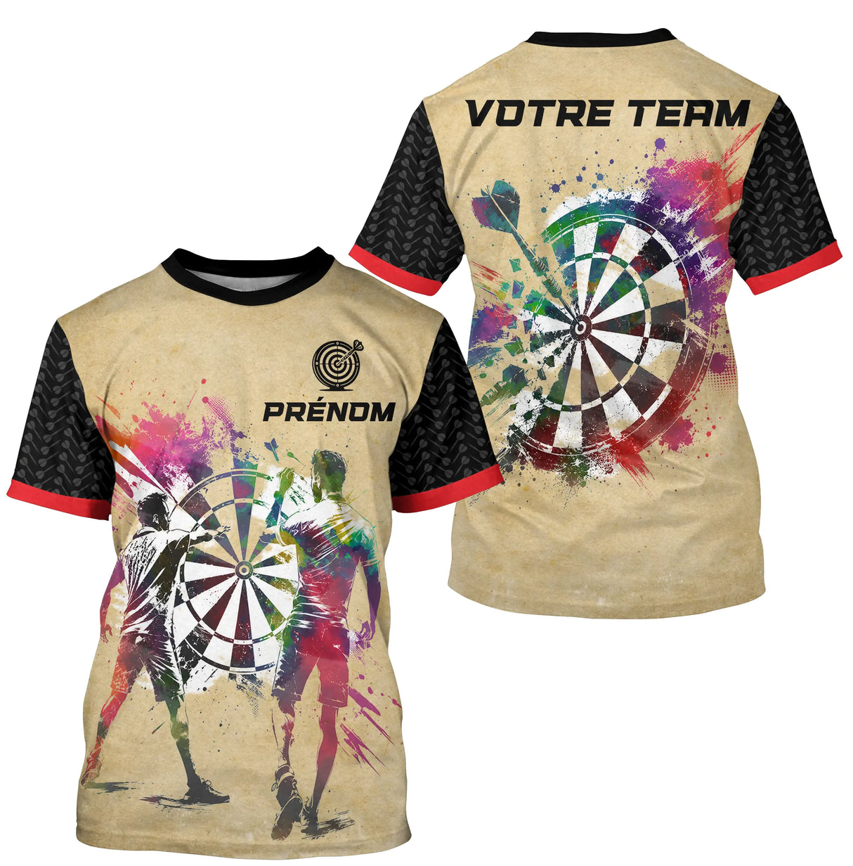 Polo Fléchettes Personnalisé - Design Vintage Aquarelle - T-Shirt Homme