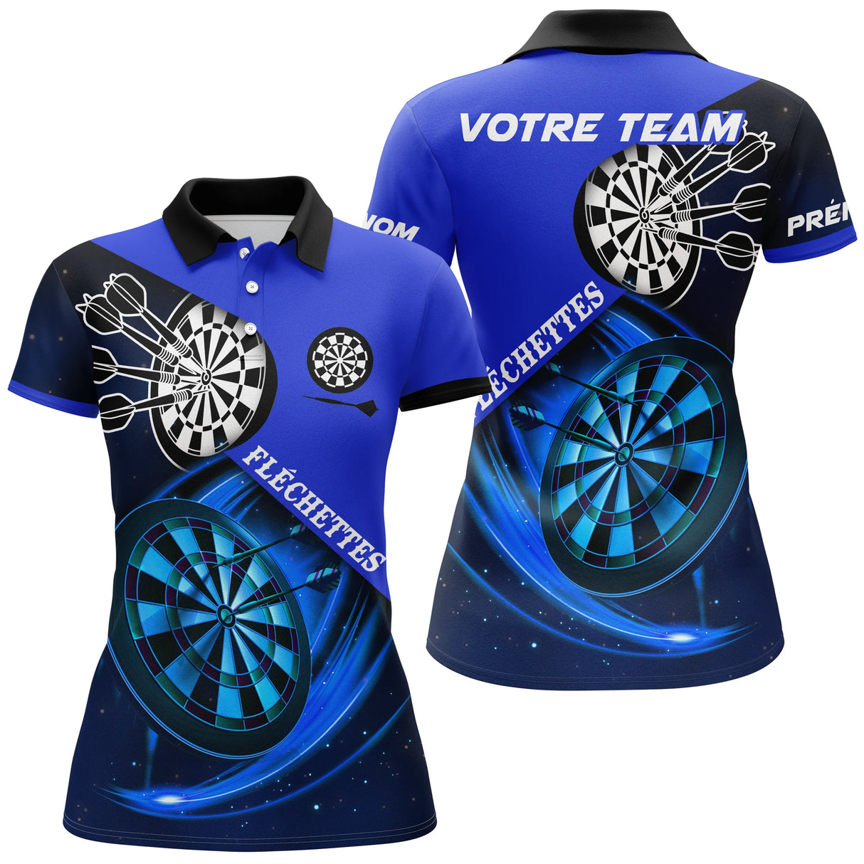 Polo Fléchettes Personnalisé - Galaxy Bleu 3D - Polo Femme