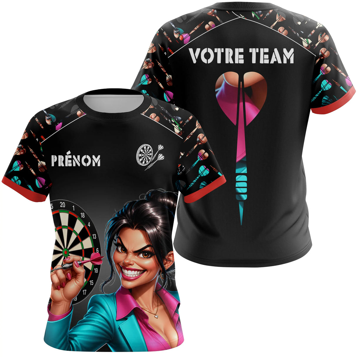 Polo Fléchettes Personnalisé - Joker & Cible Noire - T-Shirt Femme