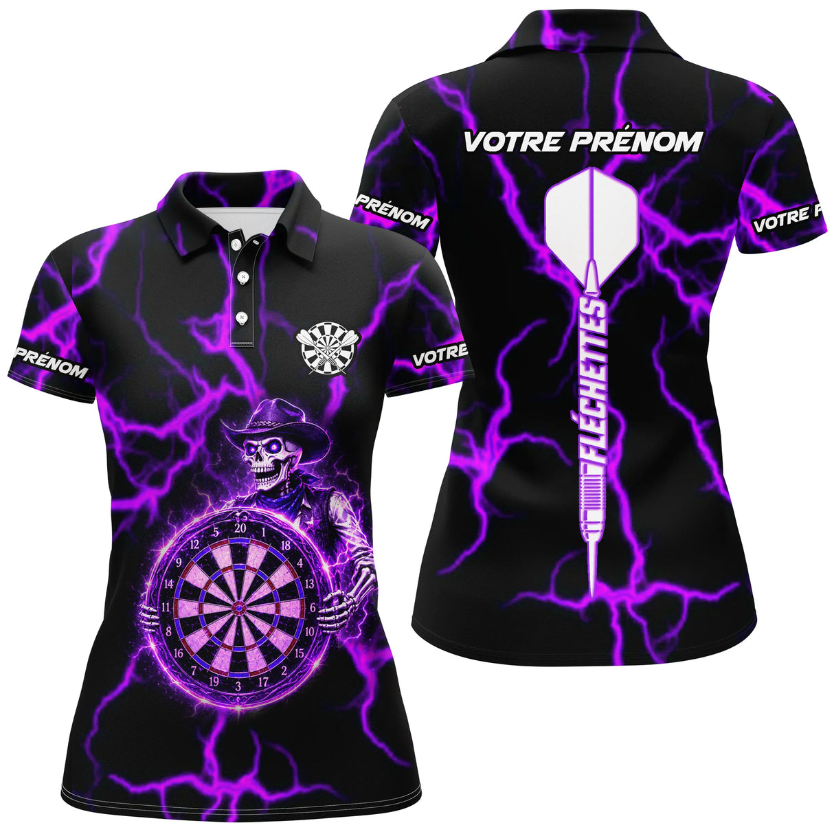 Polo Fléchettes Personnalisé - Look Squelette Éclair - Polo Hemme - Polo Femme