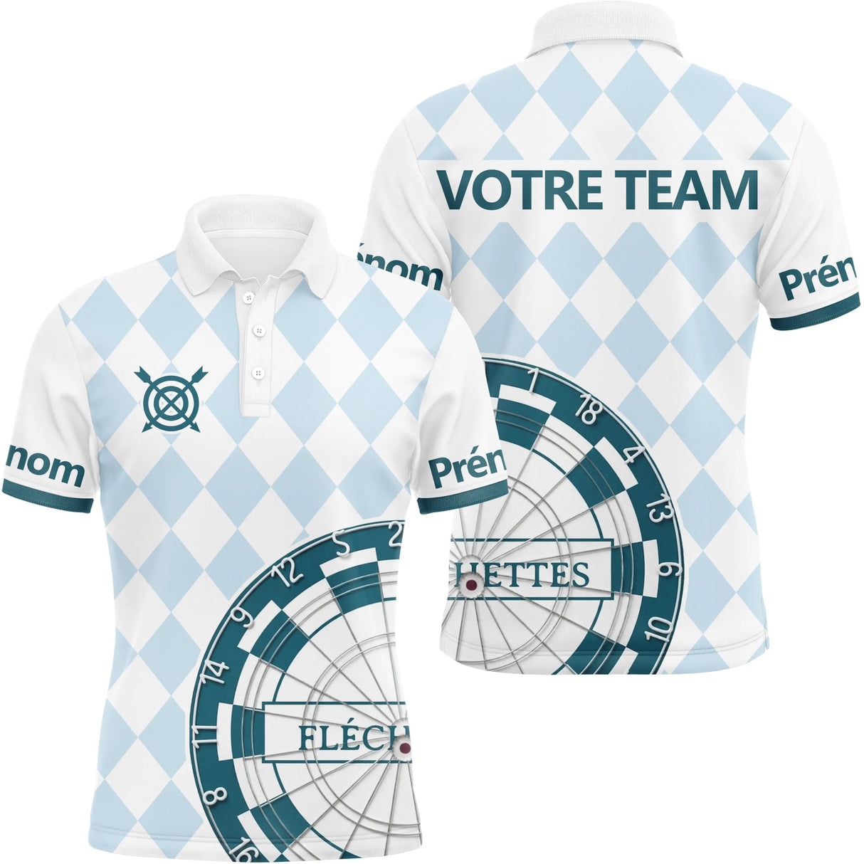 Polo Fléchettes Personnalisé - Maillot Club Imprimé - Polo Homme