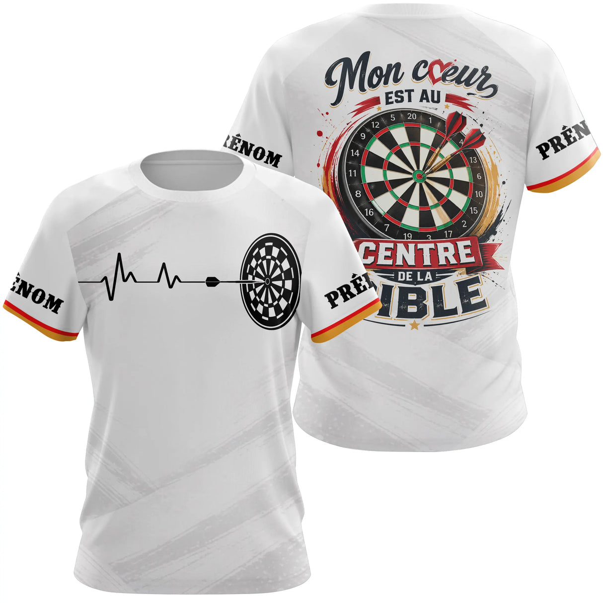 Polo Fléchettes Personnalisé - Noir & Blanc Cœur Cible - T-Shirt Femme