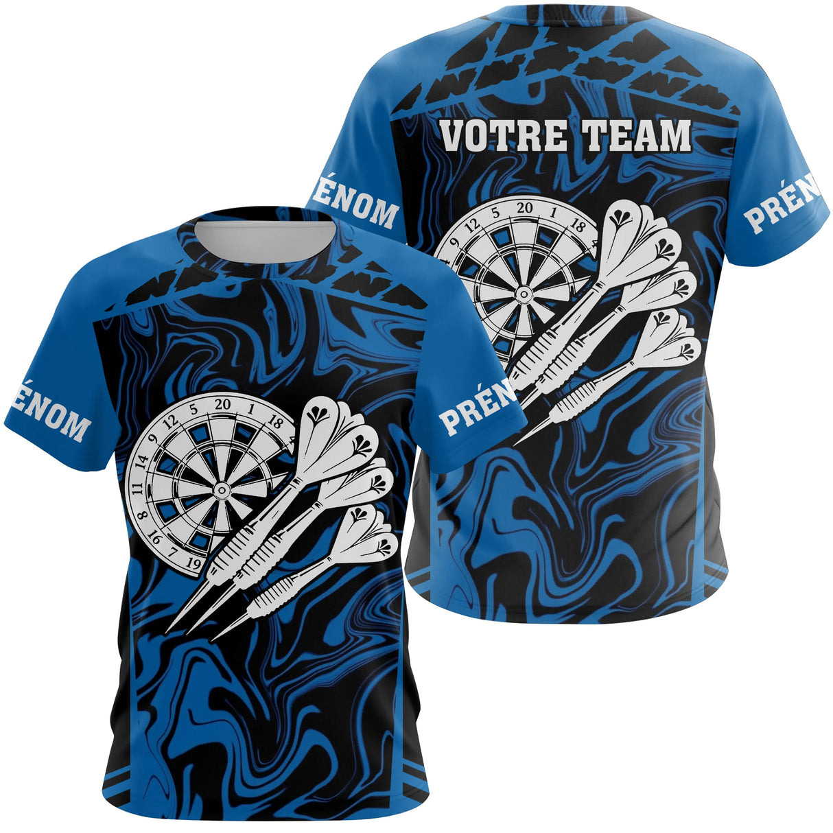 Polo Fléchettes Personnalisé - Noir & Bleu Électrique - T-Shirt Femme