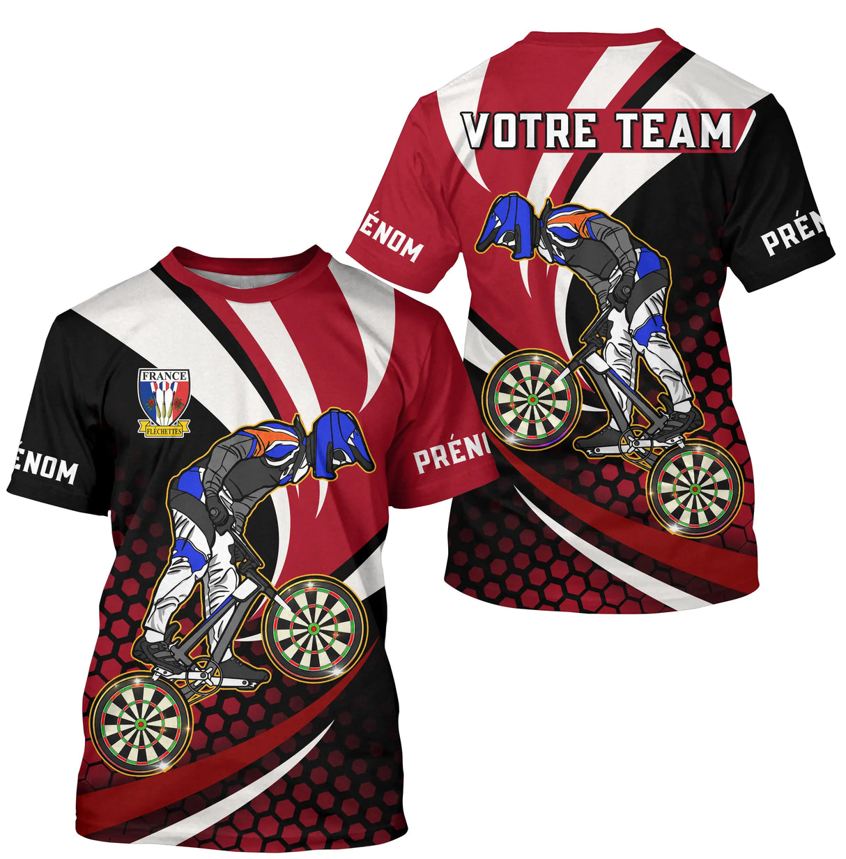 Polo Fléchettes Personnalisé - Rouge & Noir Cycliste - T-Shirt Homme