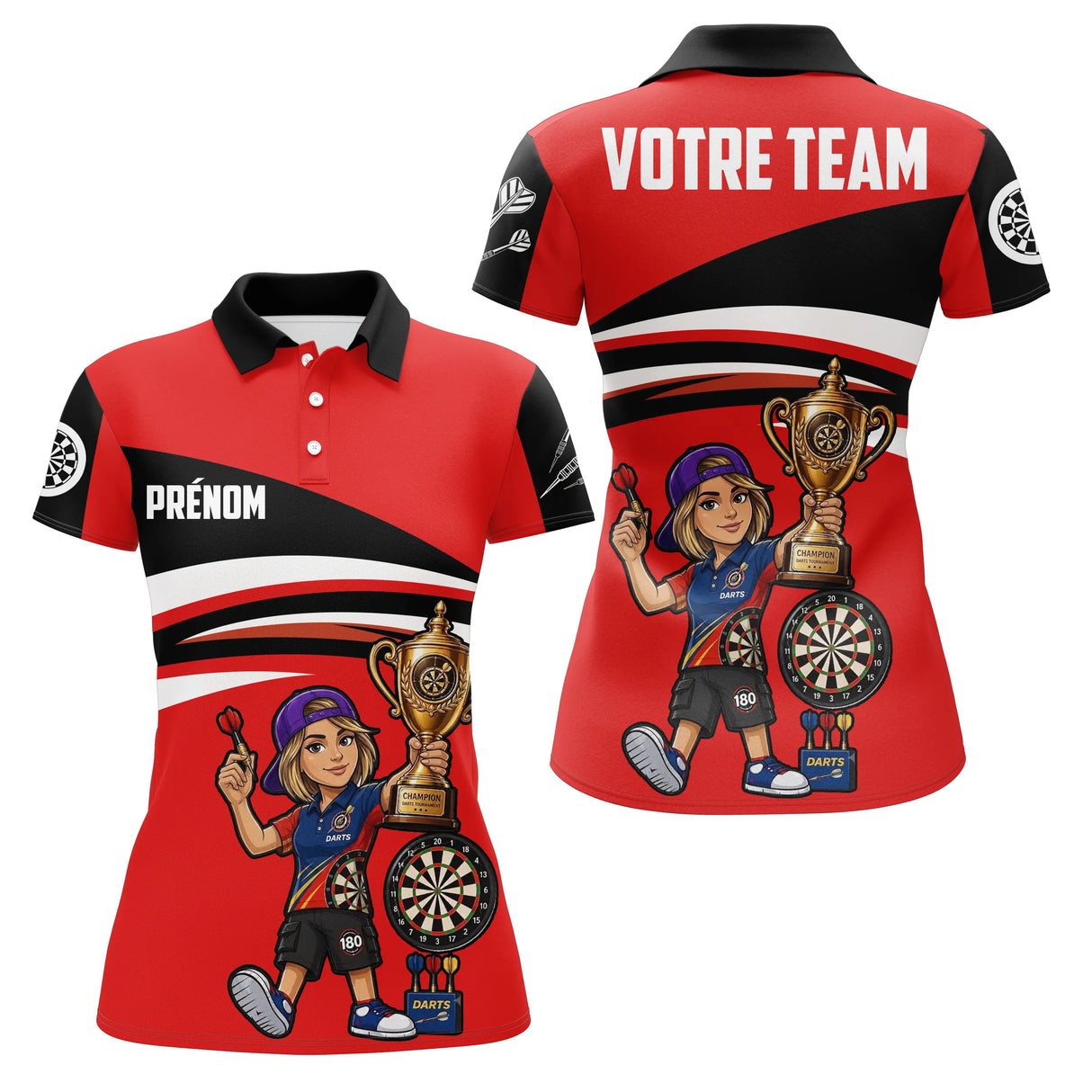 Polo Fléchettes Personnalisé - Style Champion Junior - Polo Femme