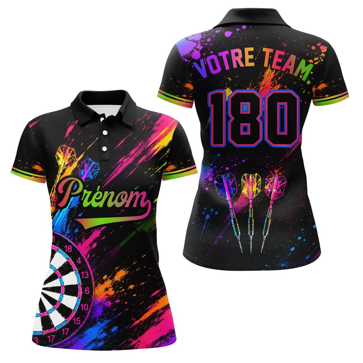 Polo Fléchettes Personnalisé - Style Prénom Et Numéro - Polo Femme