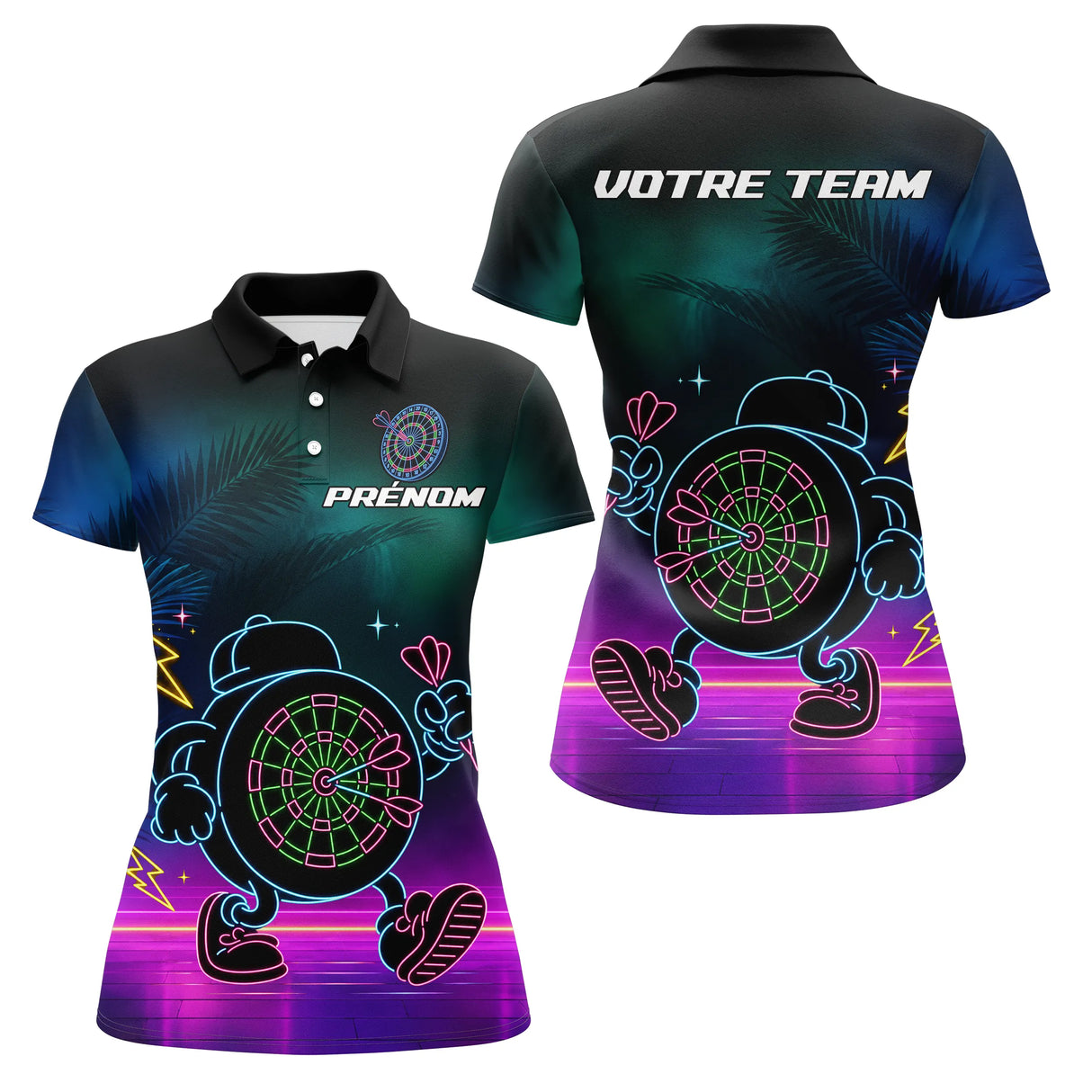 Polo Fléchettes Personnalisé - Style Rétro Neon Cyber - Polo Femme