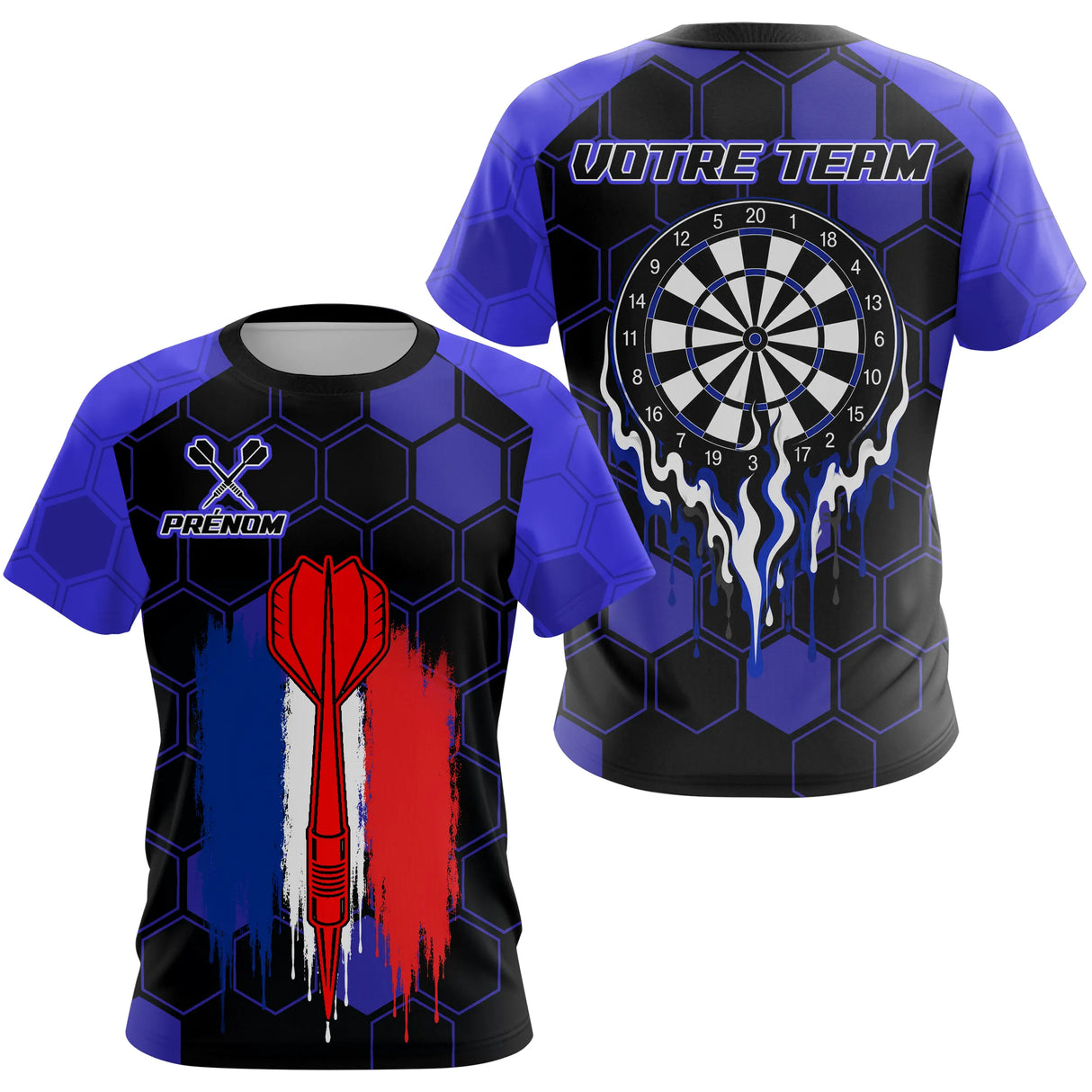 Polo Fléchettes Personnalisé - Tricolore France Prénom - T-Shirt Femme