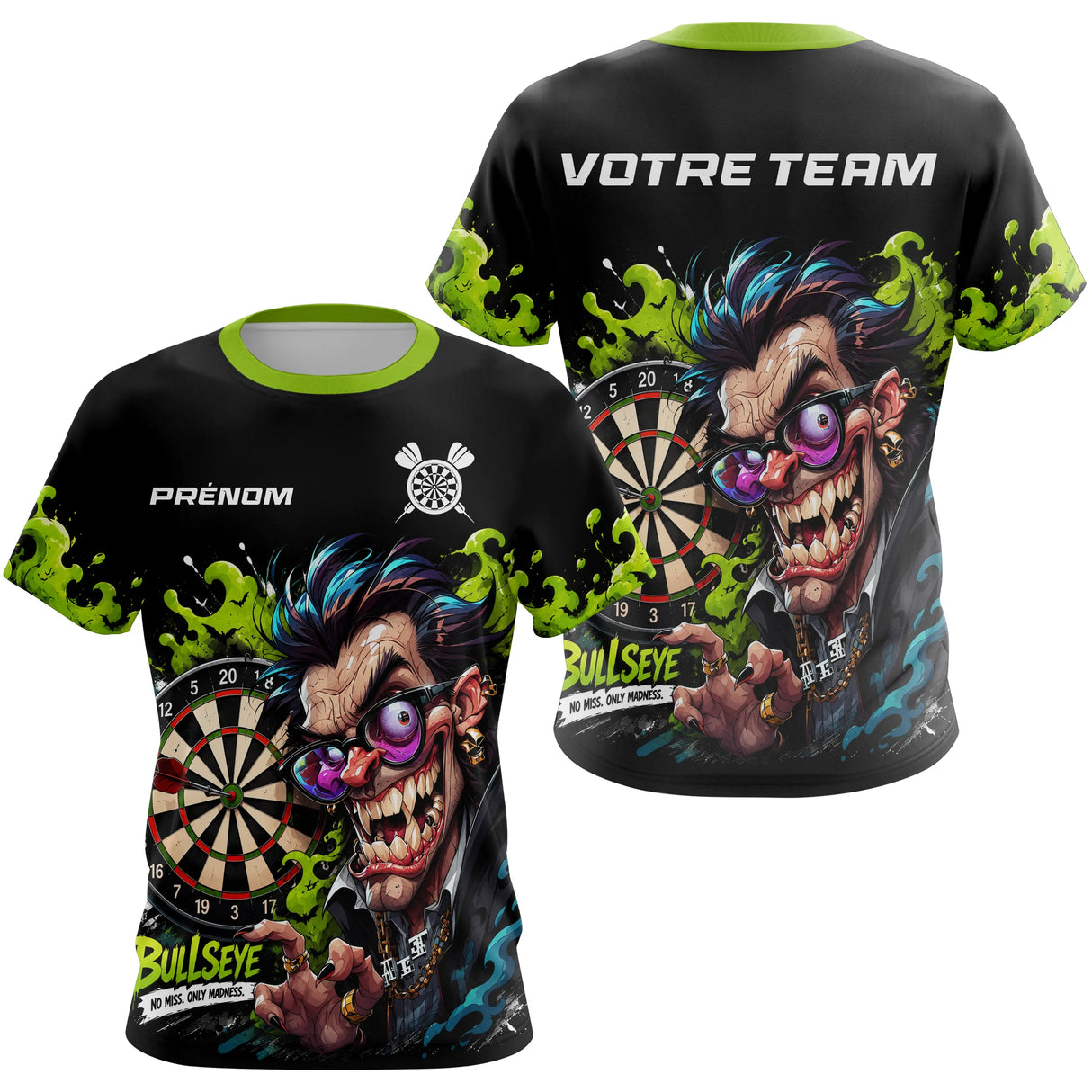 Polo Fléchettes Personnalisé - Vert Néon & Bullseye - T-Shirt Femme