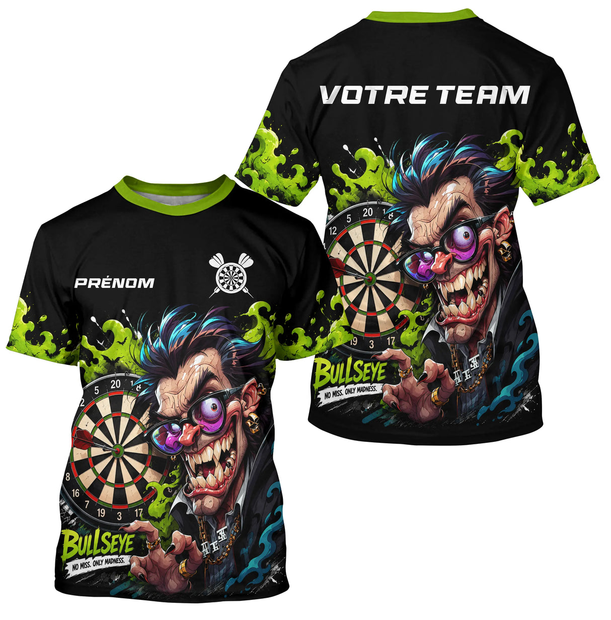 Polo Fléchettes Personnalisé - Vert Néon & Bullseye - T-Shirt Homme