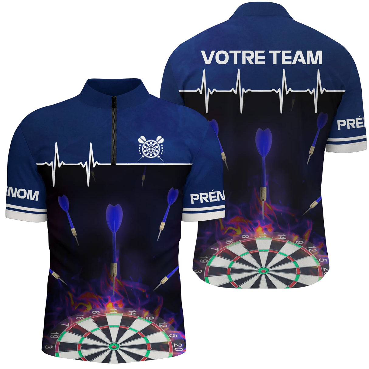 Polo Fléchettes Personnalisé - Vivez Votre Passion - Polo Zippé Homme