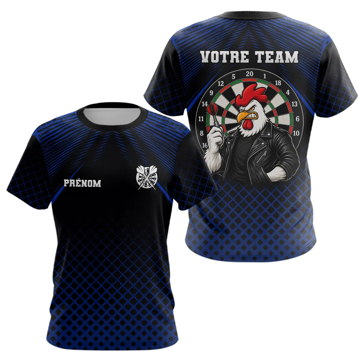 Polo Fléchettes Personnalisé Bleu - Coq Gaulois Homme Femme - T-Shirt Femme