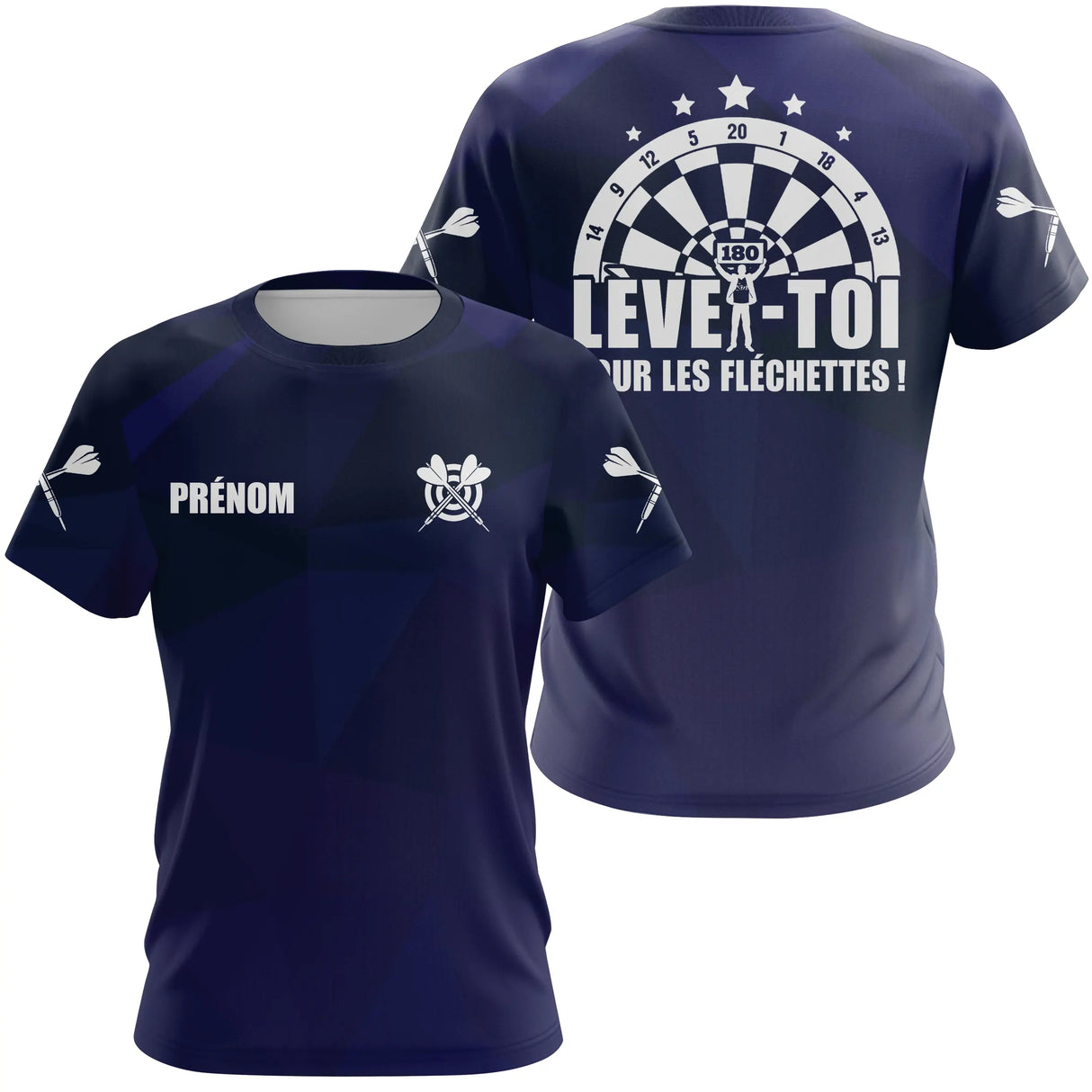 Polo Fléchettes Personnalisé – Bleu Marine Élégant & Sportif - T-Shirt Femme