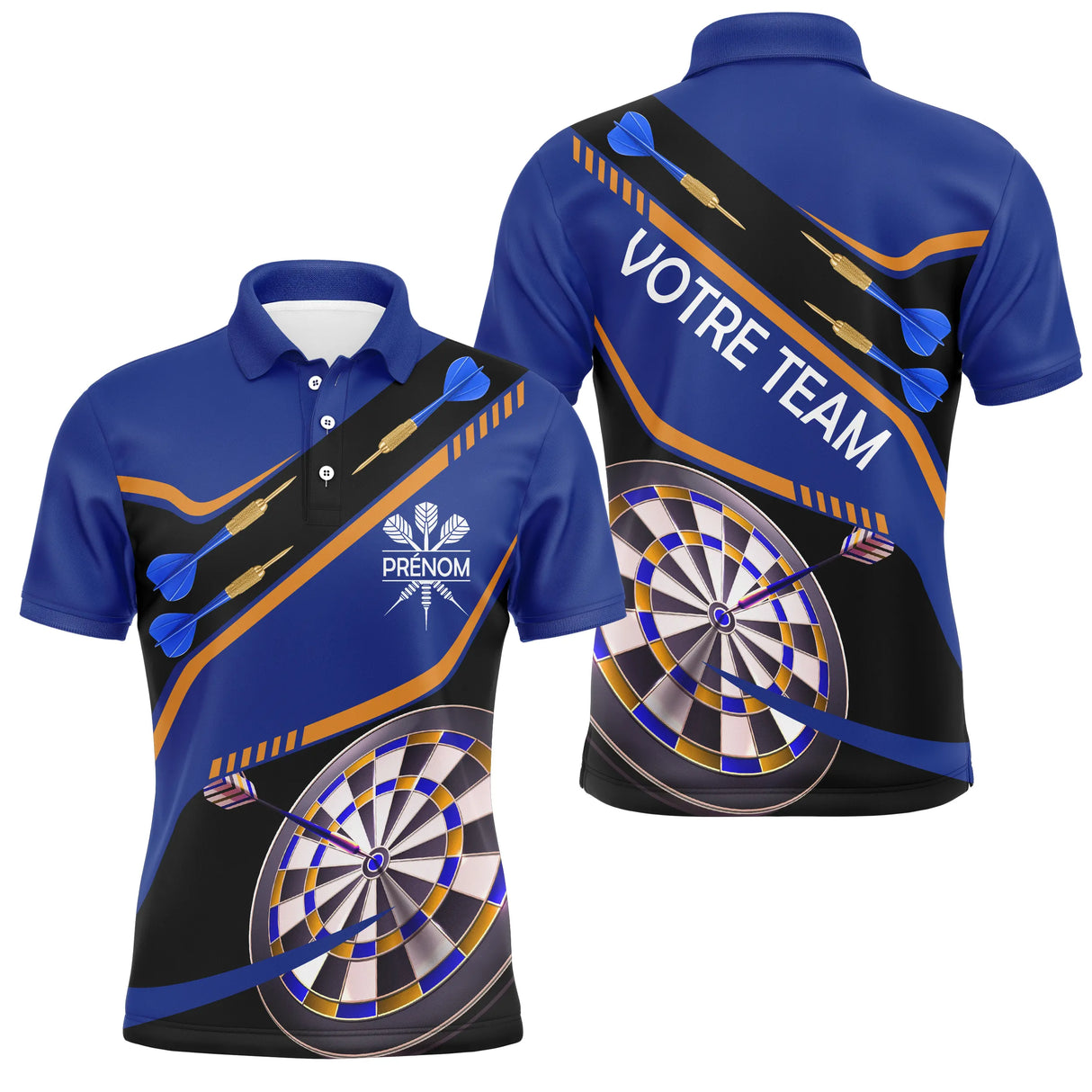 Polo Fléchettes Personnalisé – Cible Élégante Bleu - Polo Homme