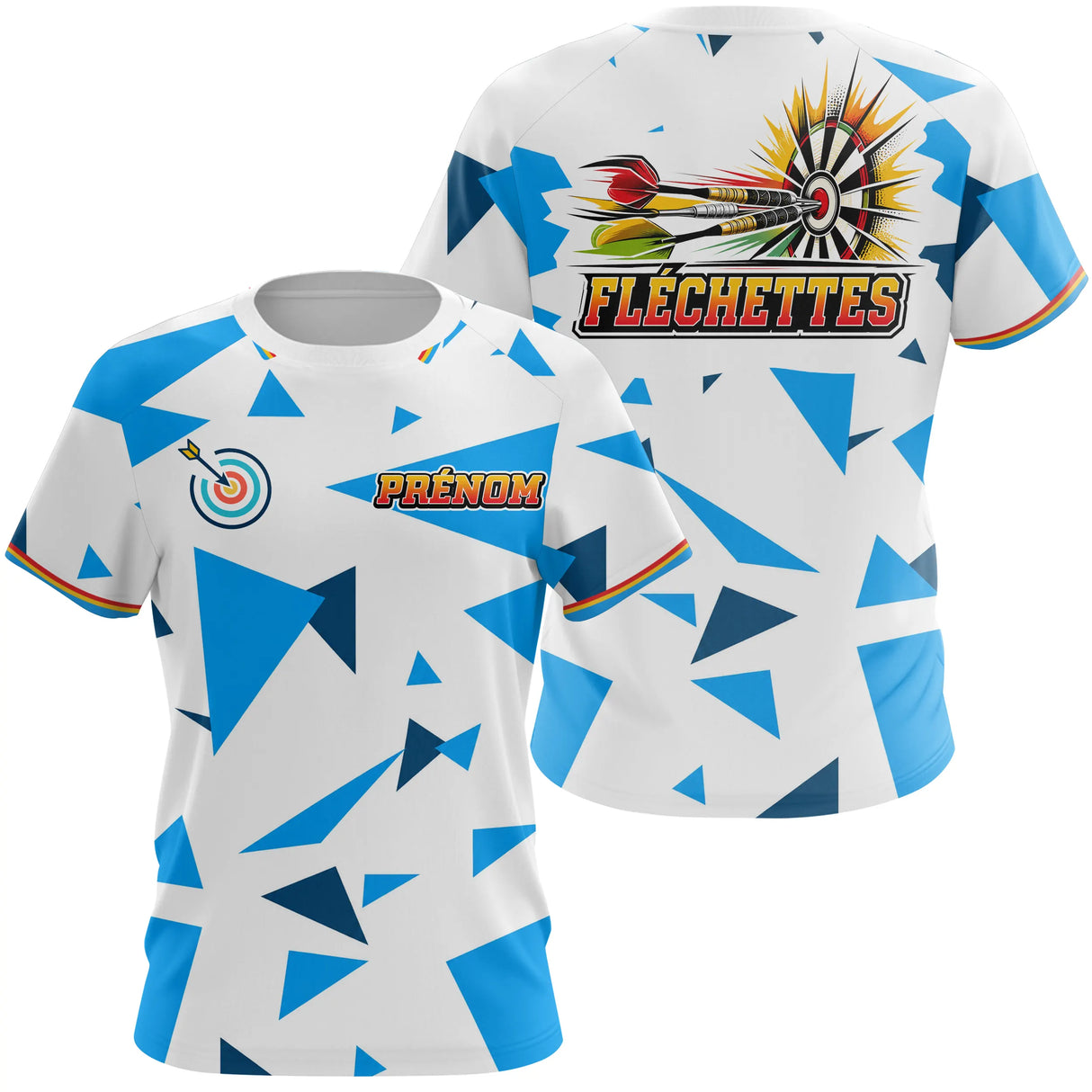 Polo Fléchettes Personnalisé – Design Triangles Bleu Marine - T-Shirt Femme