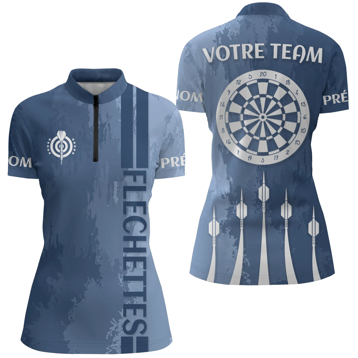 Polo Fléchettes Personnalisé – Maillot d’Équipe Premium - Polo Zippé Femme