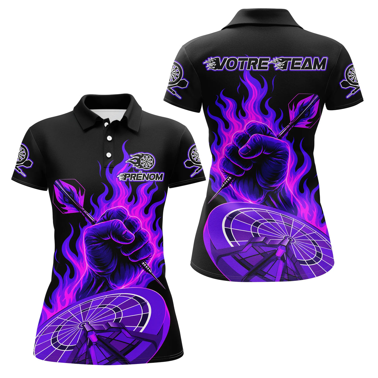 Polo Fléchettes Personnalisé – Main Feu Violette Cible - Polo Femme