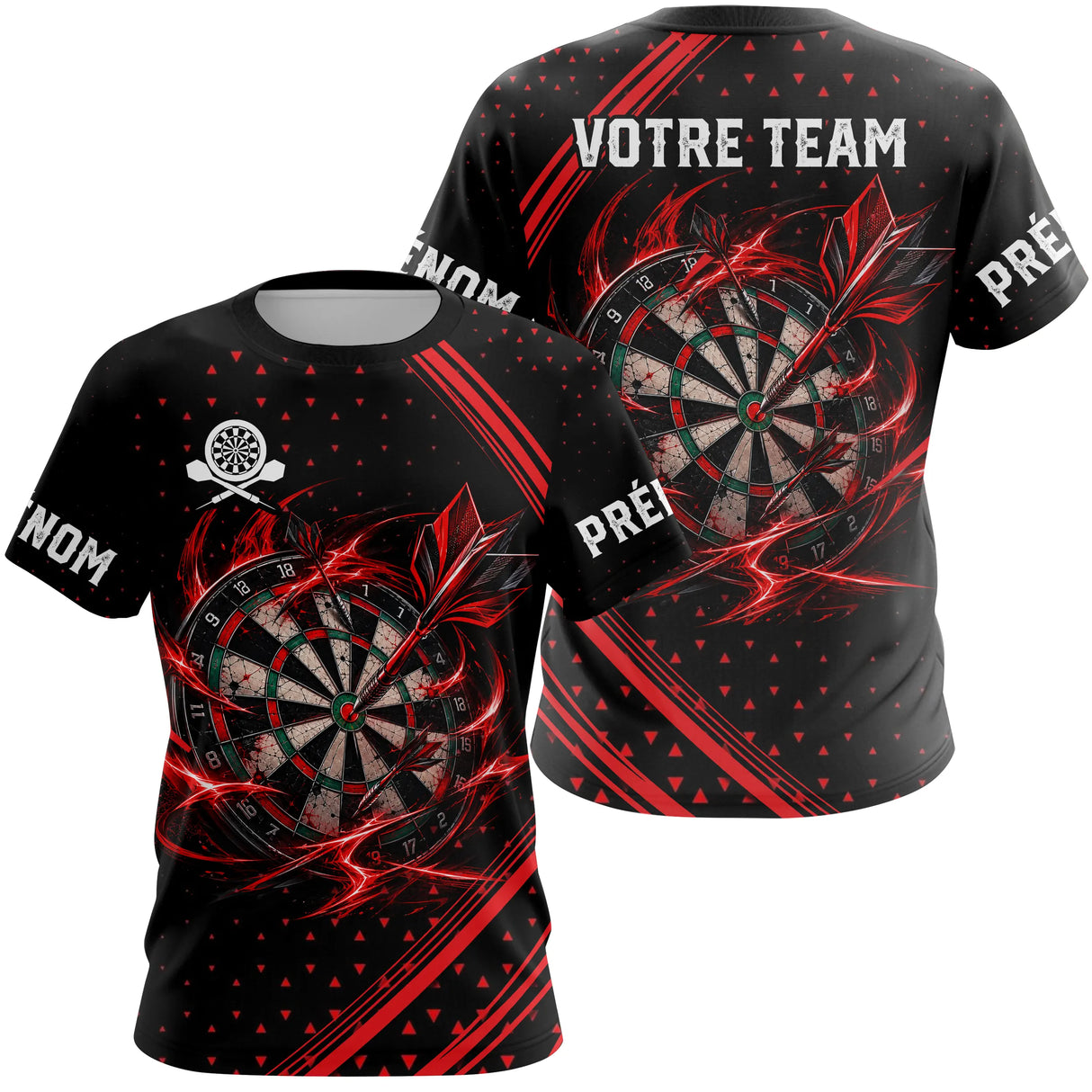 Polo Fléchettes Personnalisé Premium – Effets Éclairs Rouges - T-Shirt Femme