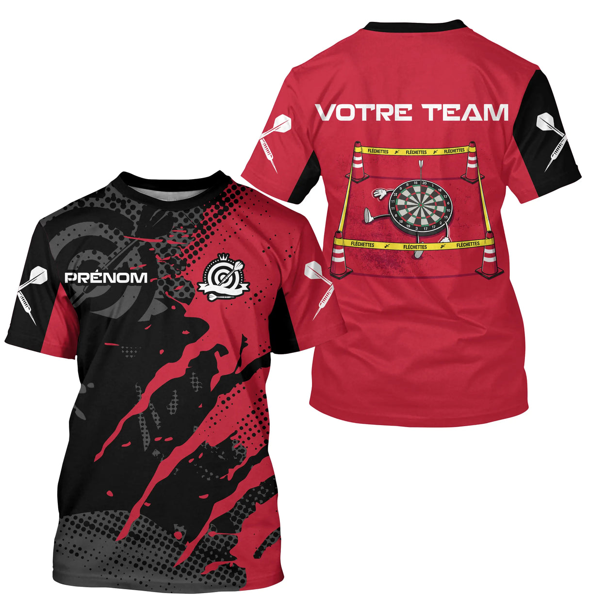 Polo Fléchettes Personnalisé – Rouge & Noir Zone Impact - T-Shirt Homme