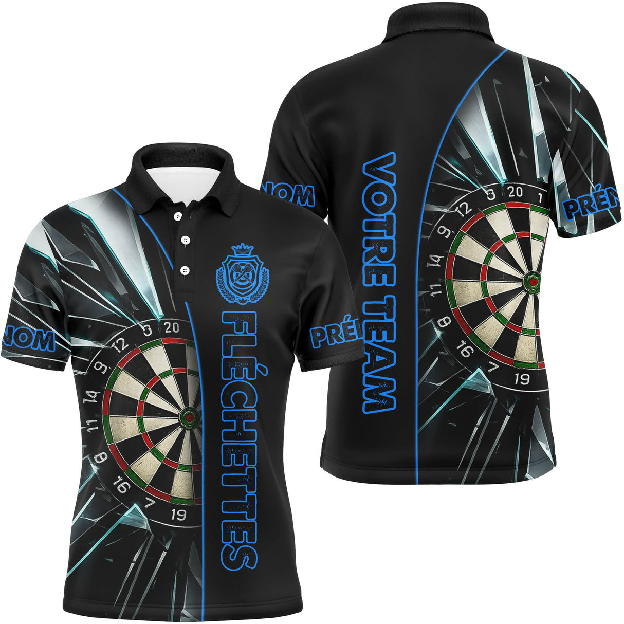 Polo Fléchettes Personnalisé – Sportif Noir Éclats - Polo Homme