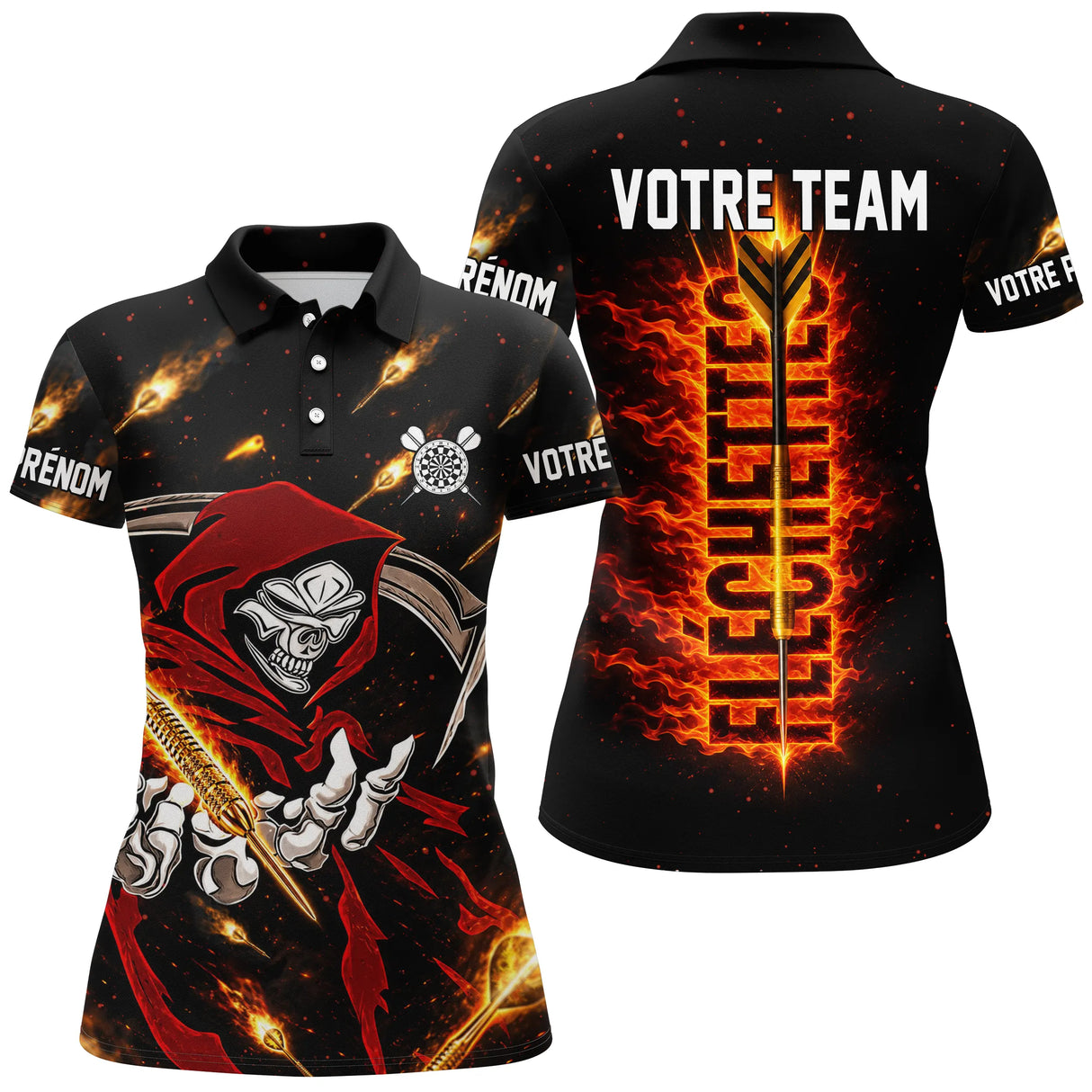 Polo Fléchettes Personnalisé – Style Faucheuse de Feu - Polo Femme