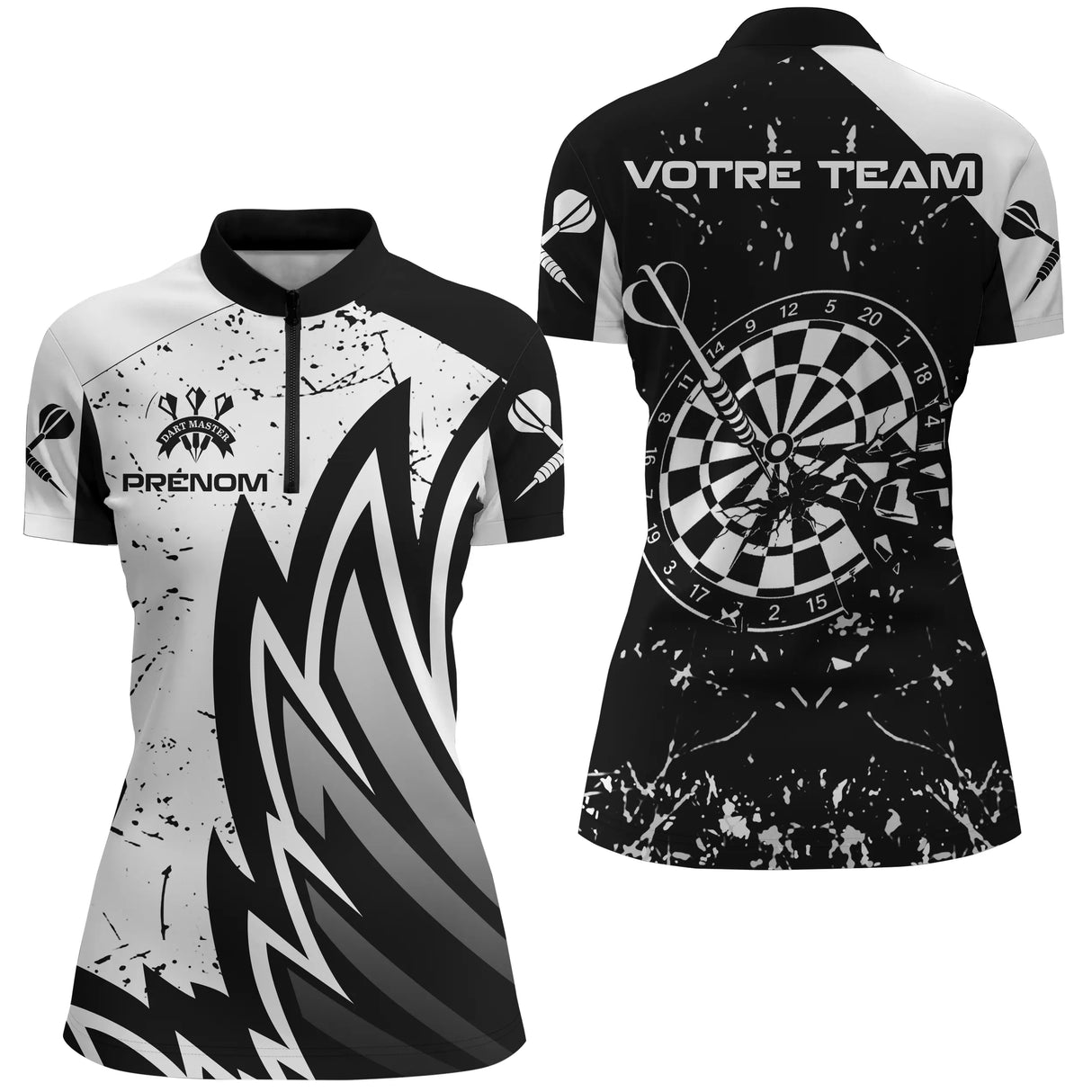 Polo Fléchettes Personnalisé – Style Tribal & Cible Brisée - Polo Zippé Femme