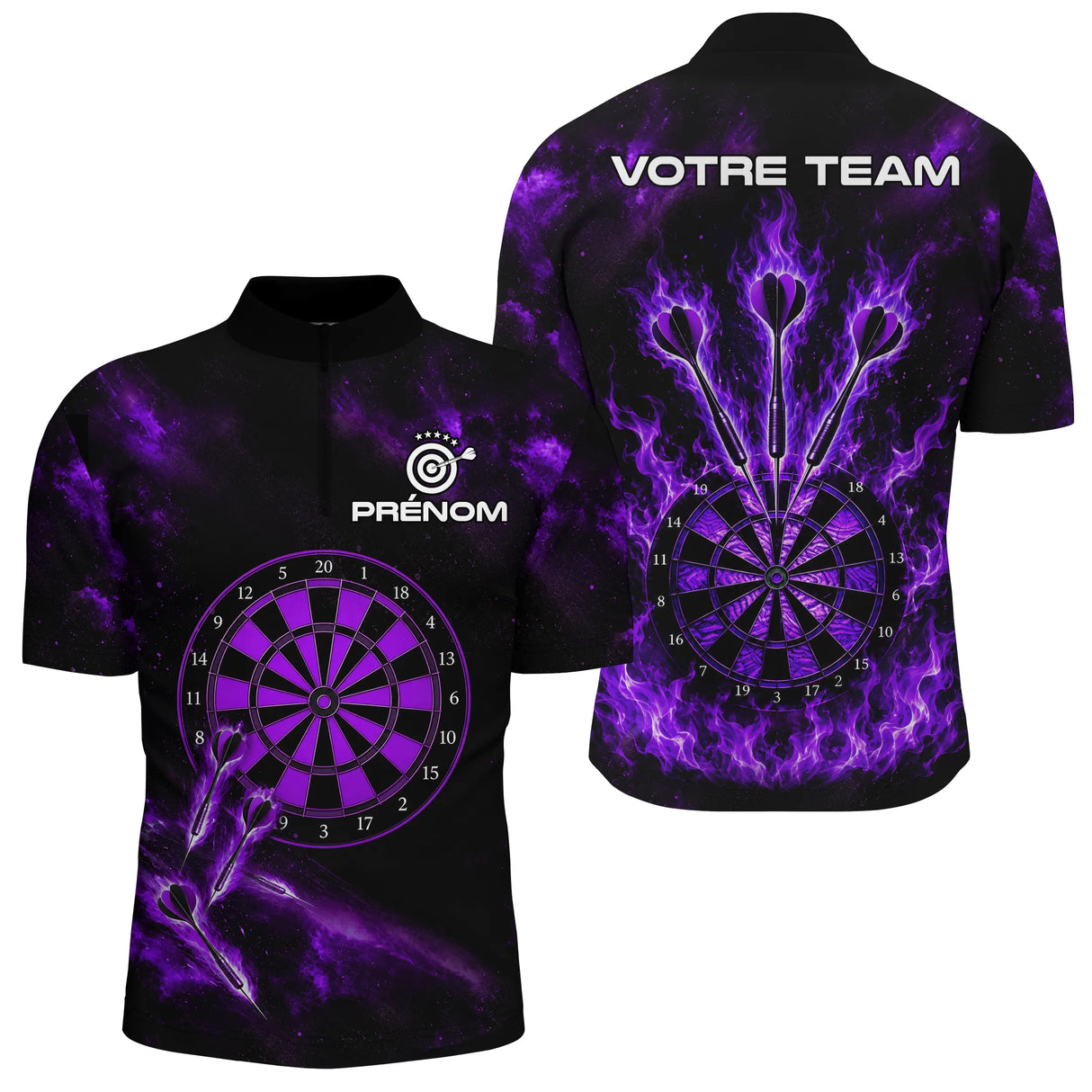Polo Fléchettes Personnalisé – Violette Flammes Prénom - Polo Zippé Homme