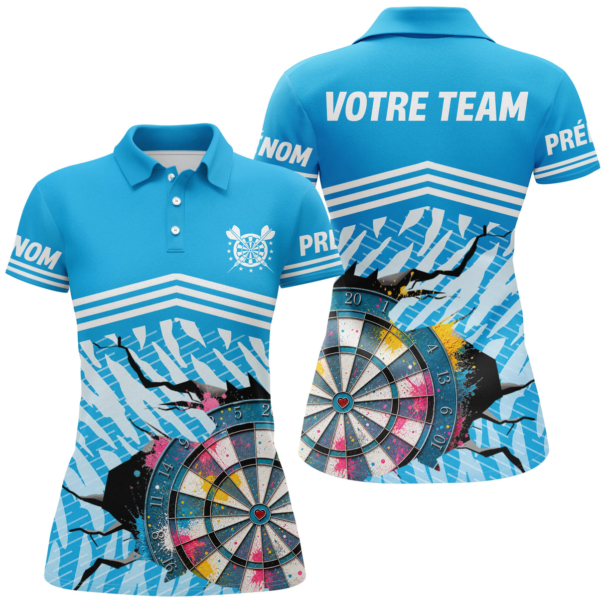 Polo Fléchettes Personnalisable - Motif Cible Fissuré - Polo Femme
