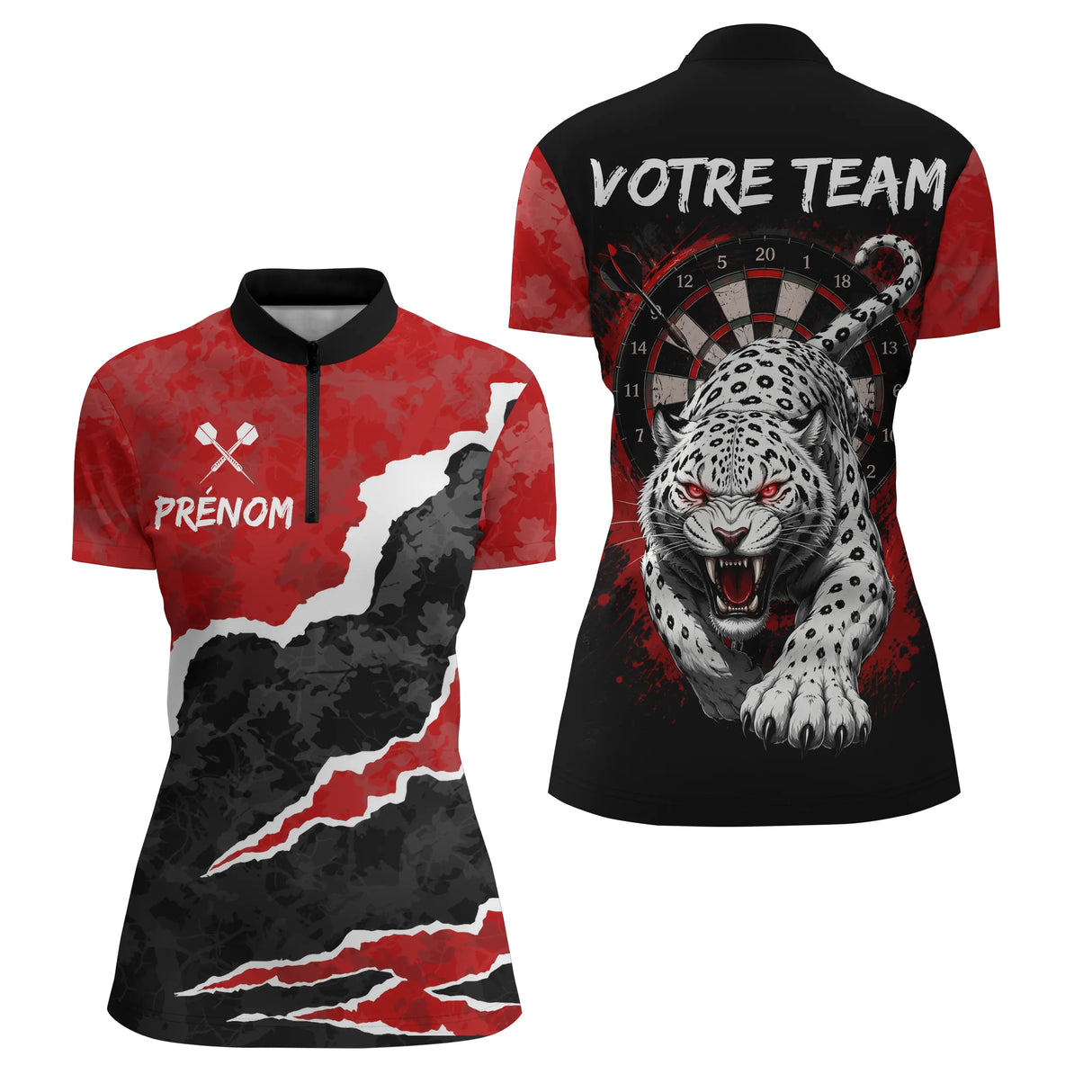 Polo Fléchettes Personnalisable - Sportif Animal Sauvage - Polo Zippé Femme