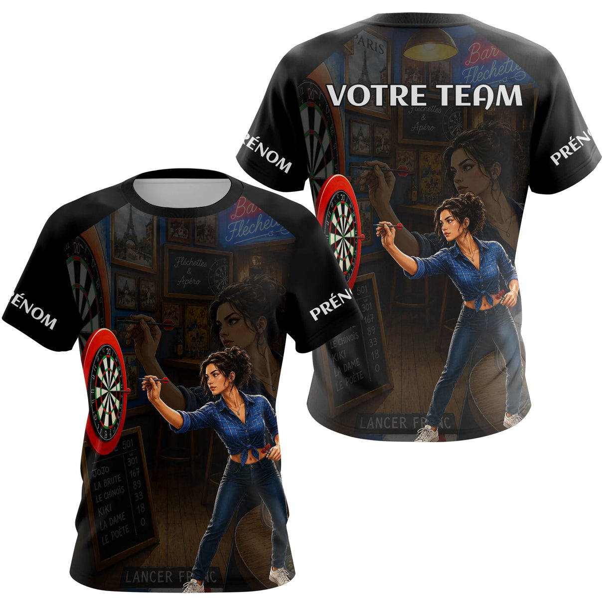 Polo Fléchettes Personnalisable - Style Bar Français - T-Shirt Femme