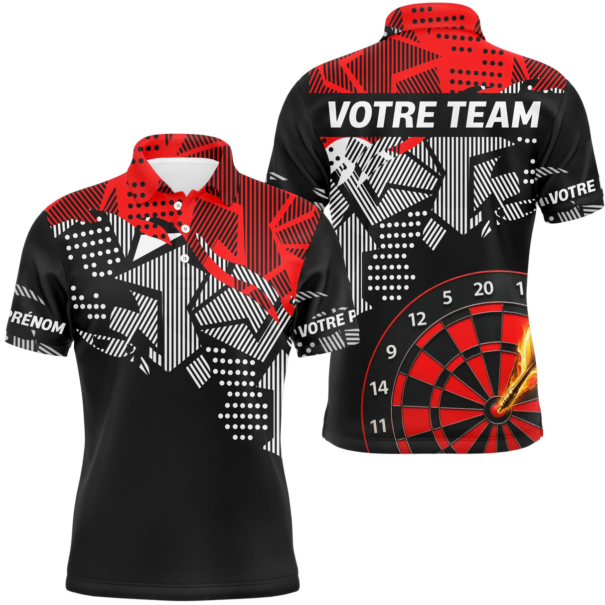 Polo Fléchettes Rouge & Noir - Personnalisé Nom Et Équipe - Polo Homme