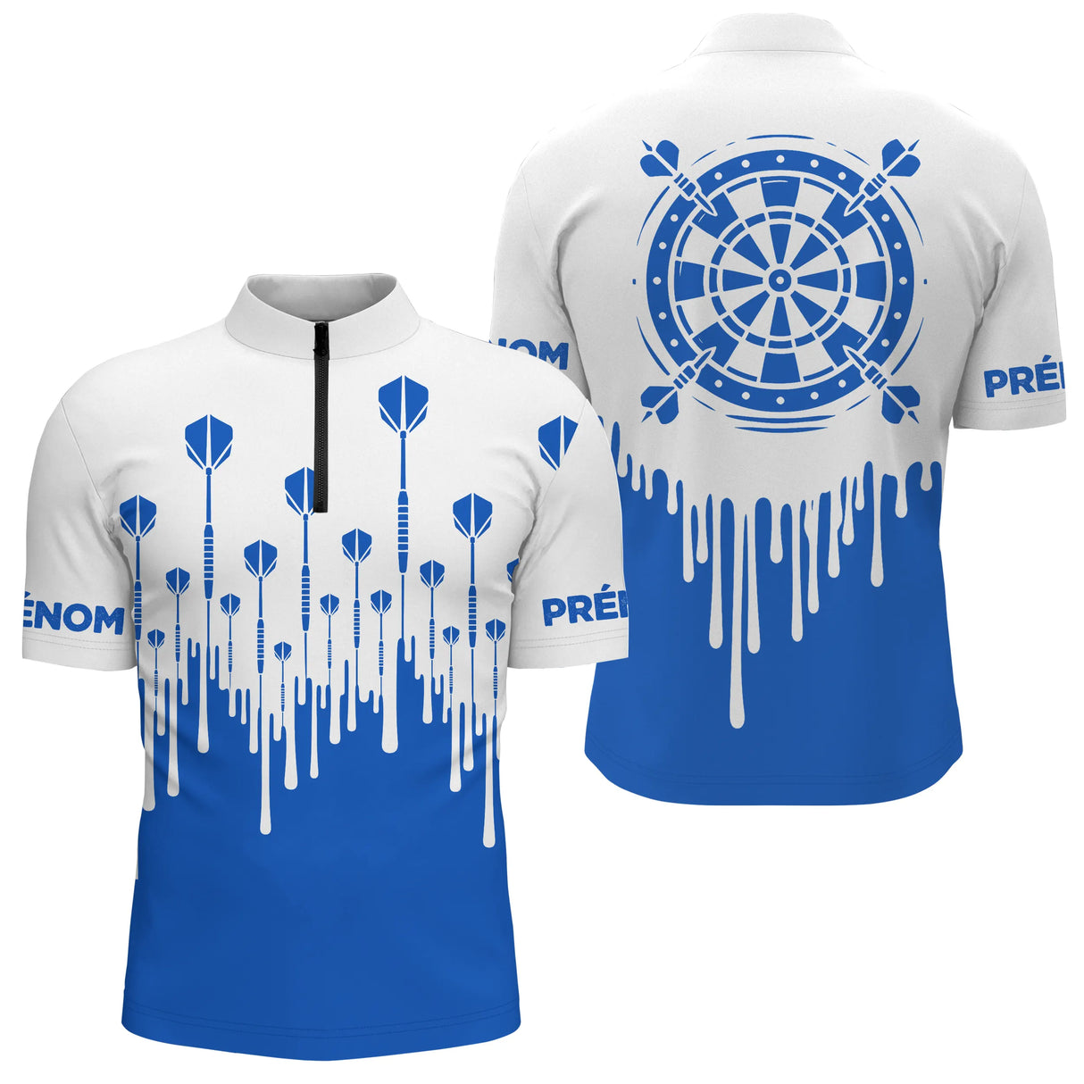 Polo Fléchettes Style Épuré - Cible Bleu Personnalisé - Polo Zippé Homme