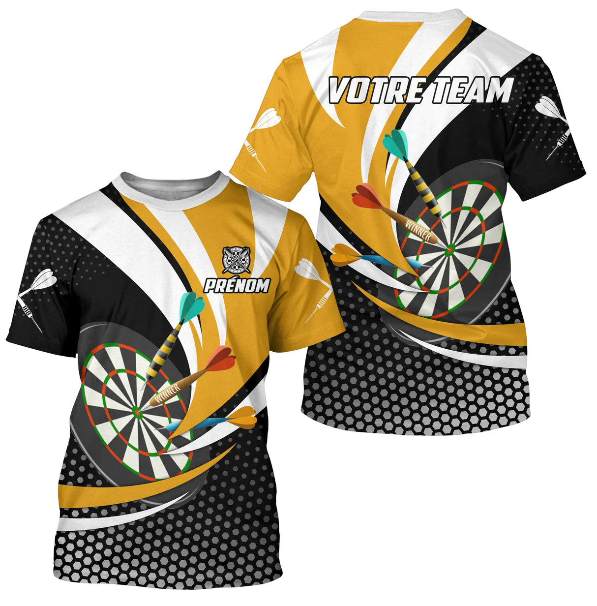 Polo Fléchettes Triple 180 - Élégant Jaune Blanc - T-Shirt Homme