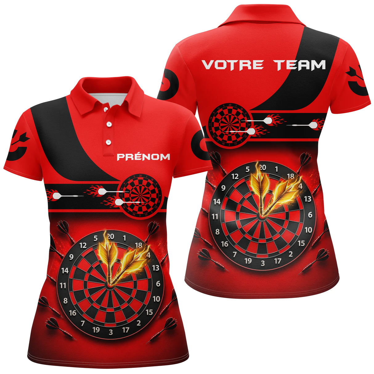 Polo Fléchettes Triple 20 - Impact Rouge & Noir Personnalisé - Polo Femme