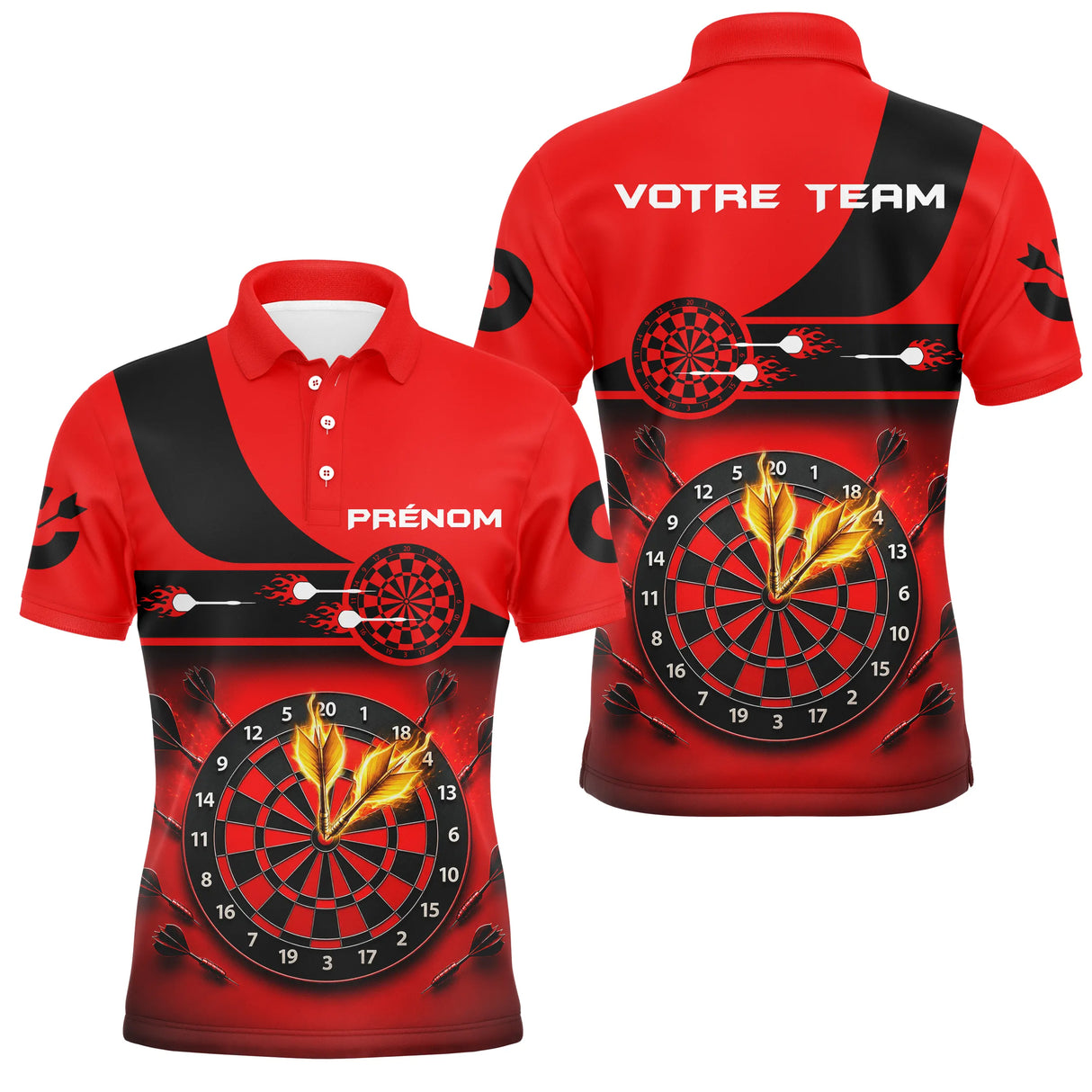 Polo Fléchettes Triple 20 - Impact Rouge & Noir Personnalisé - Polo Homme