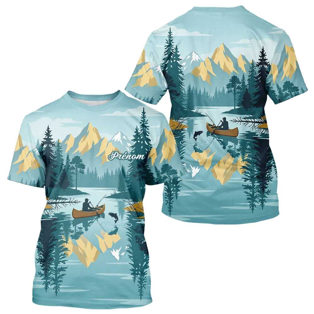 Polo Nature Pêche Canoe - Personnalisé Bleu Lac - T-Shirt Homme
