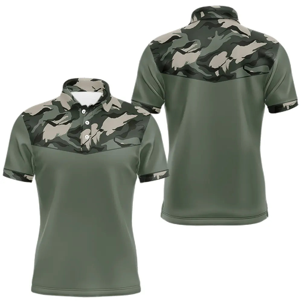 Polo Pêche Homme Camouflage Vert Kaki - Style Élégance Outdoor - Polo