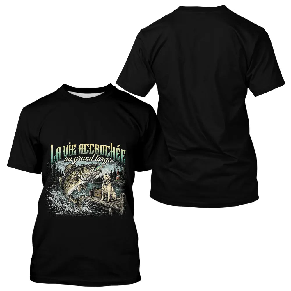 Polo Pêcheur Et Son Chien Noir - La Vie Accrochée - T-Shirt Homme