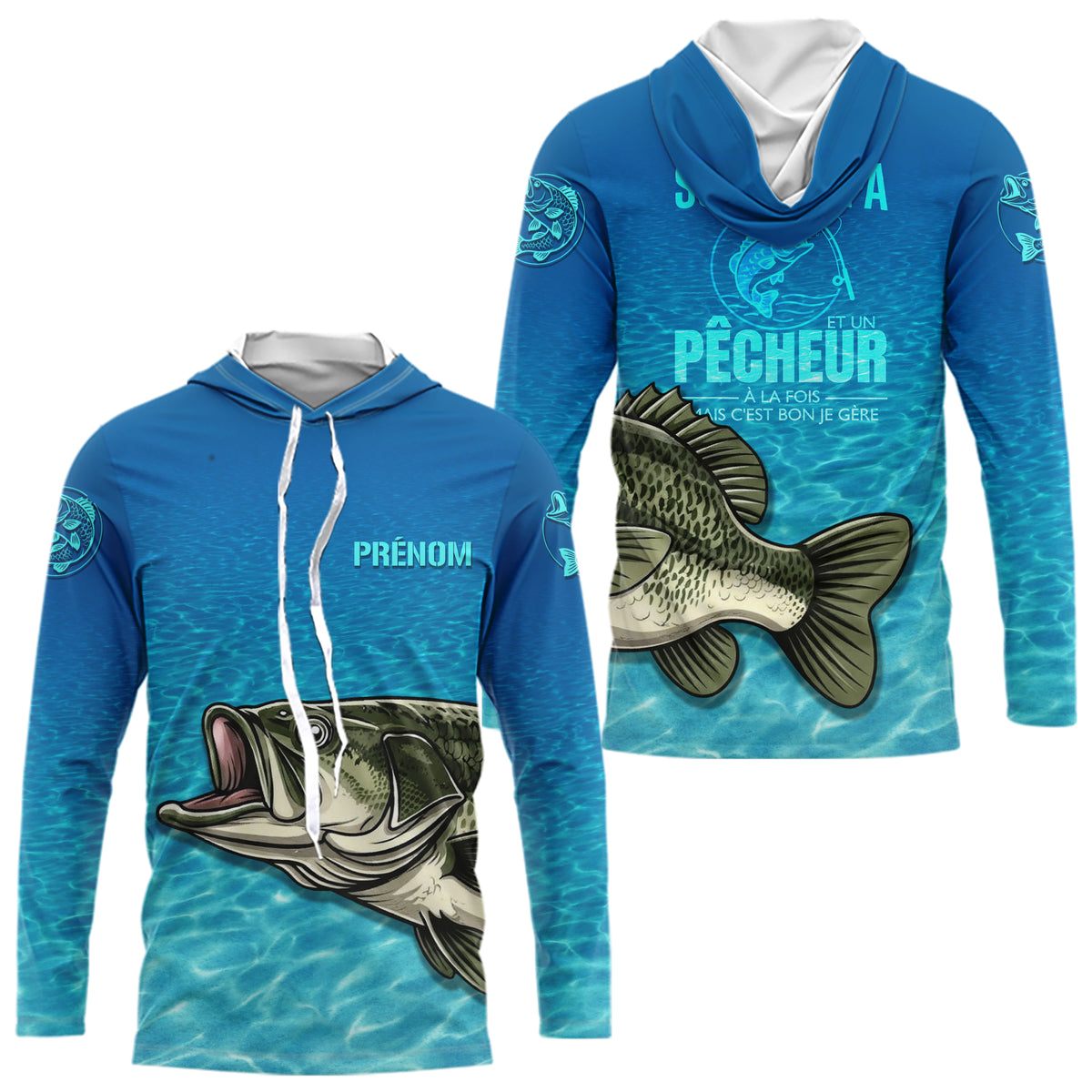 Polo Pêcheur Homme Personnalisé - Bleu Super Papa - Long Sleeves Hoodie Homme