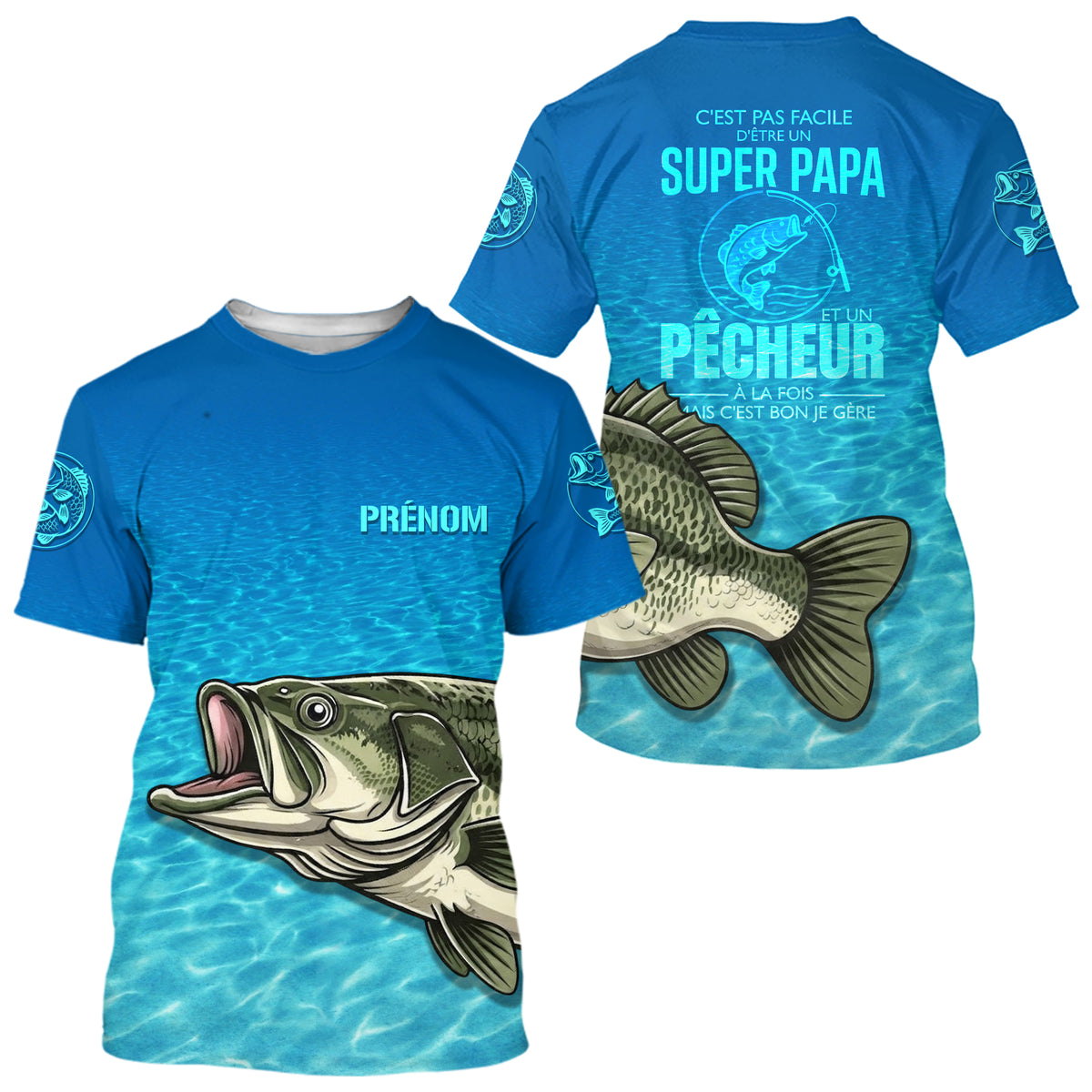 Polo Pêcheur Homme Personnalisé - Bleu Super Papa - T-Shirt Homme