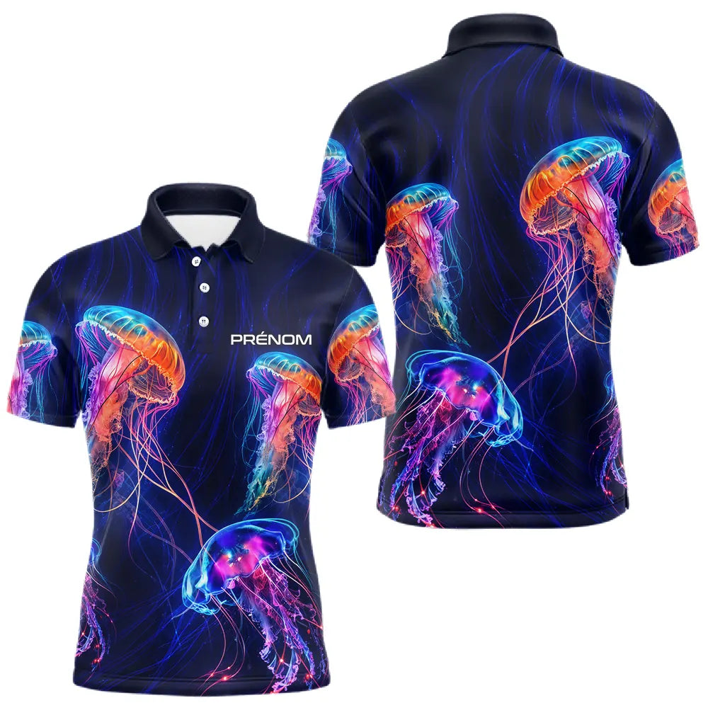 Polo Pêcheur Méduse - Fluo Bleu Néon Personnalisable - Polo Homme