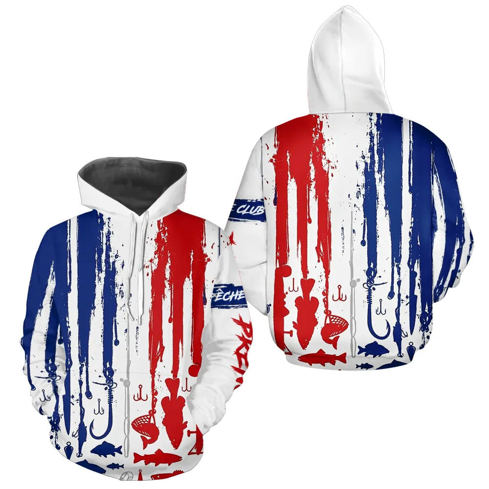 Polo Pêcheur Personnalisé Prénom France - Bleu Blanc Rouge - Hoodie Homme