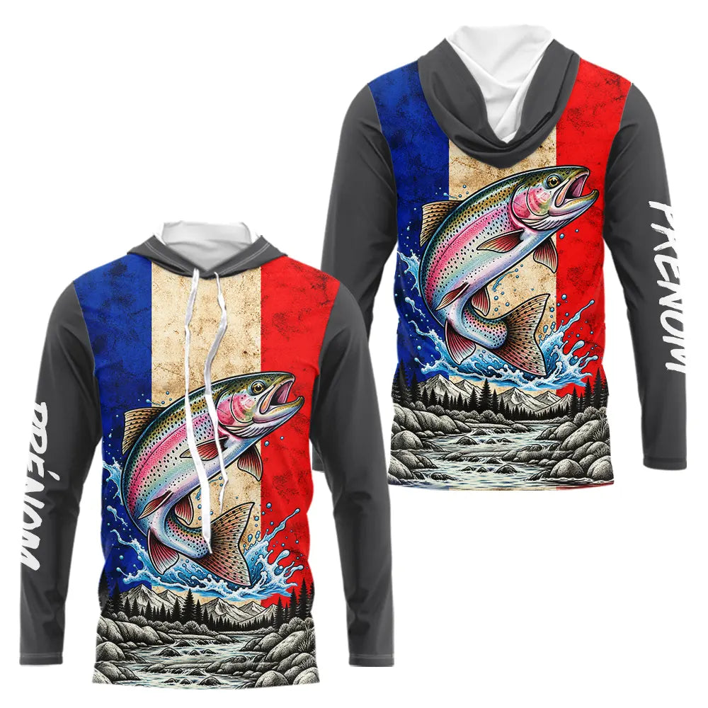 Polo Pêcheur Sportif France Saumon - Blanc Bleu Rouge - Sweat Homme