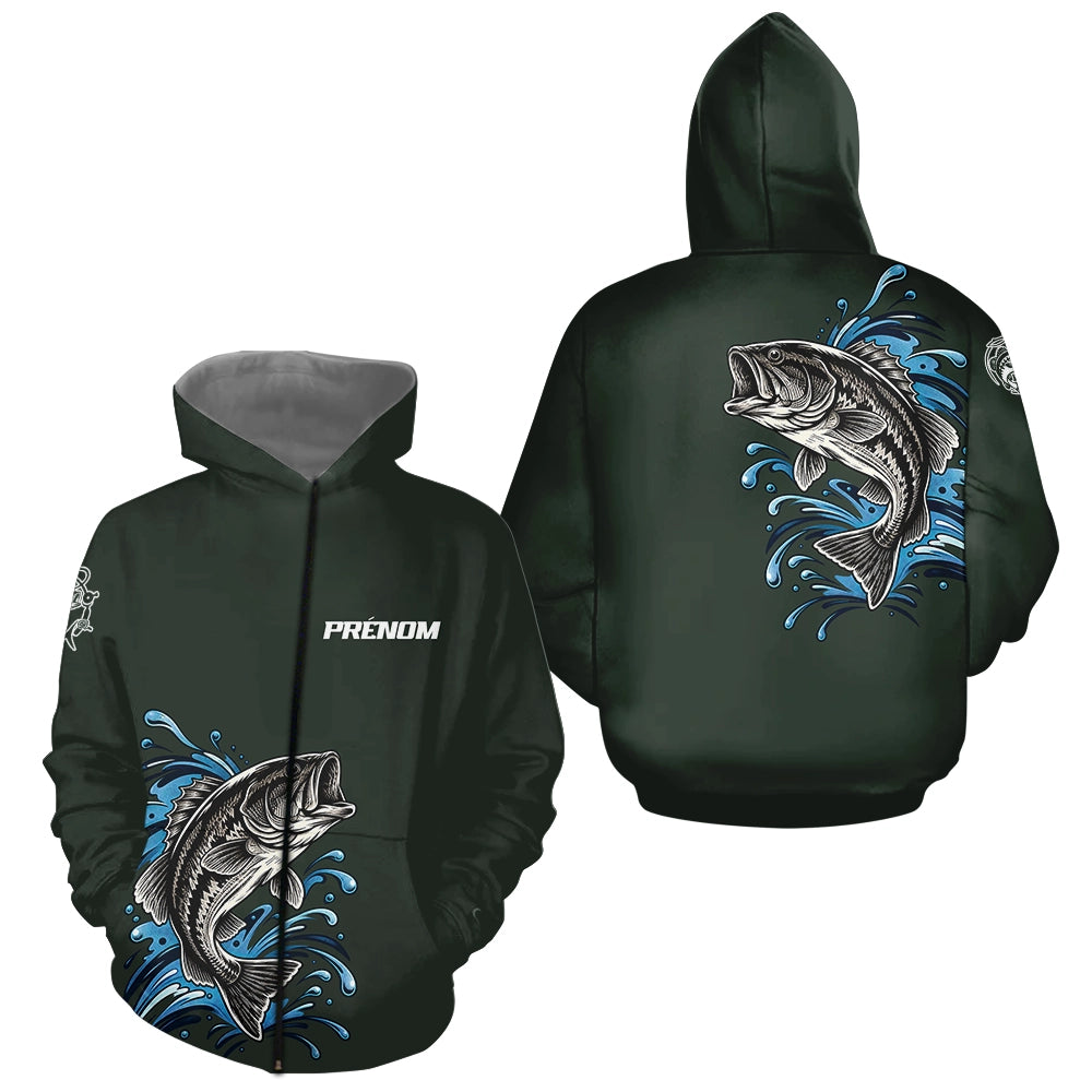 Polo Pêcheur Vert Personnalisé Brochet - Homme Design - Zippé Hoodie Homme