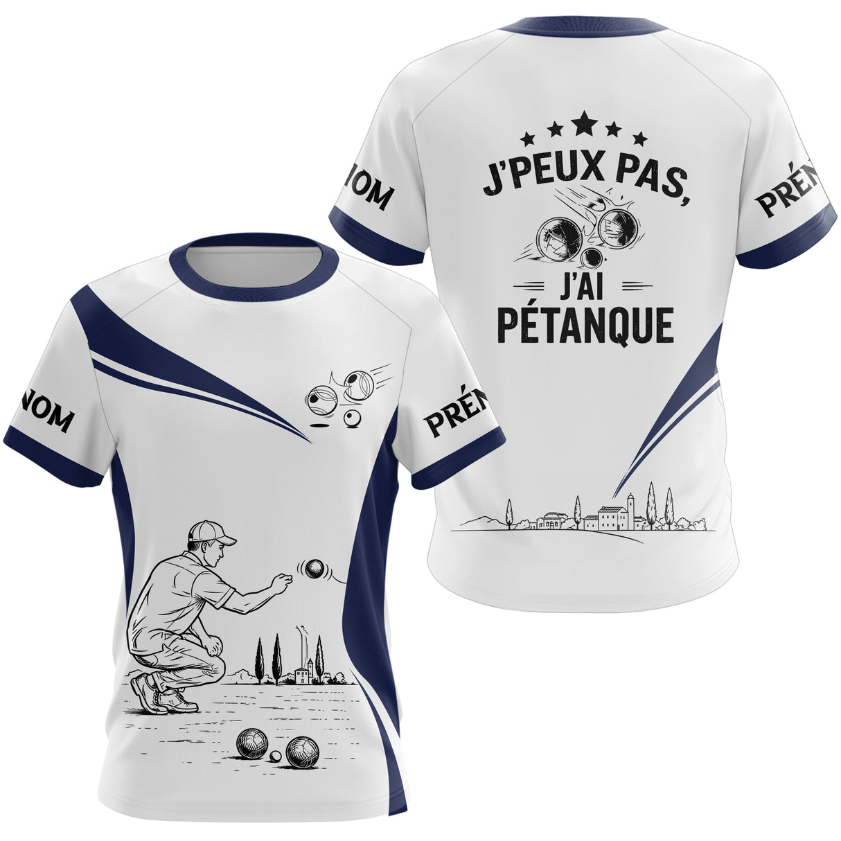 Polo Pétanque Blanc Bleu – Design Exclusif France - T-Shirt Femme