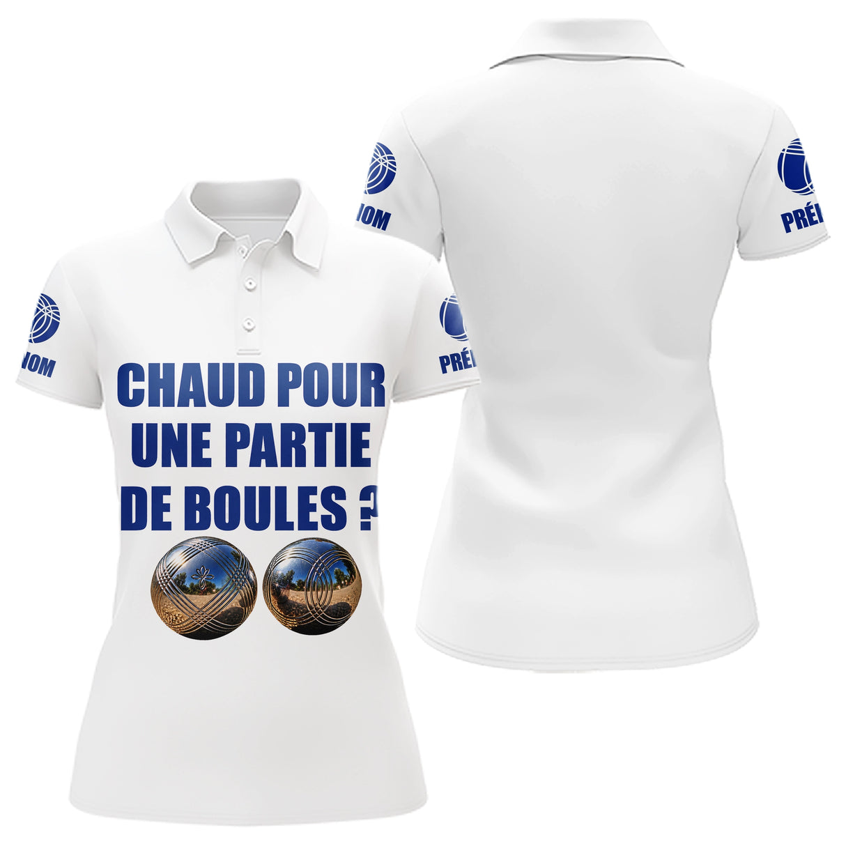 Polo Pétanque Blanc Personnalisé - Chaud Pour Une Partie - Polo Femme