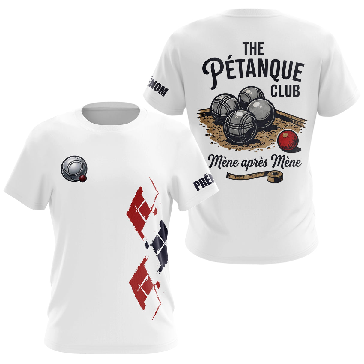Polo Pétanque Blanc Personnalisé - Design Club & Mène - T-Shirt Femme