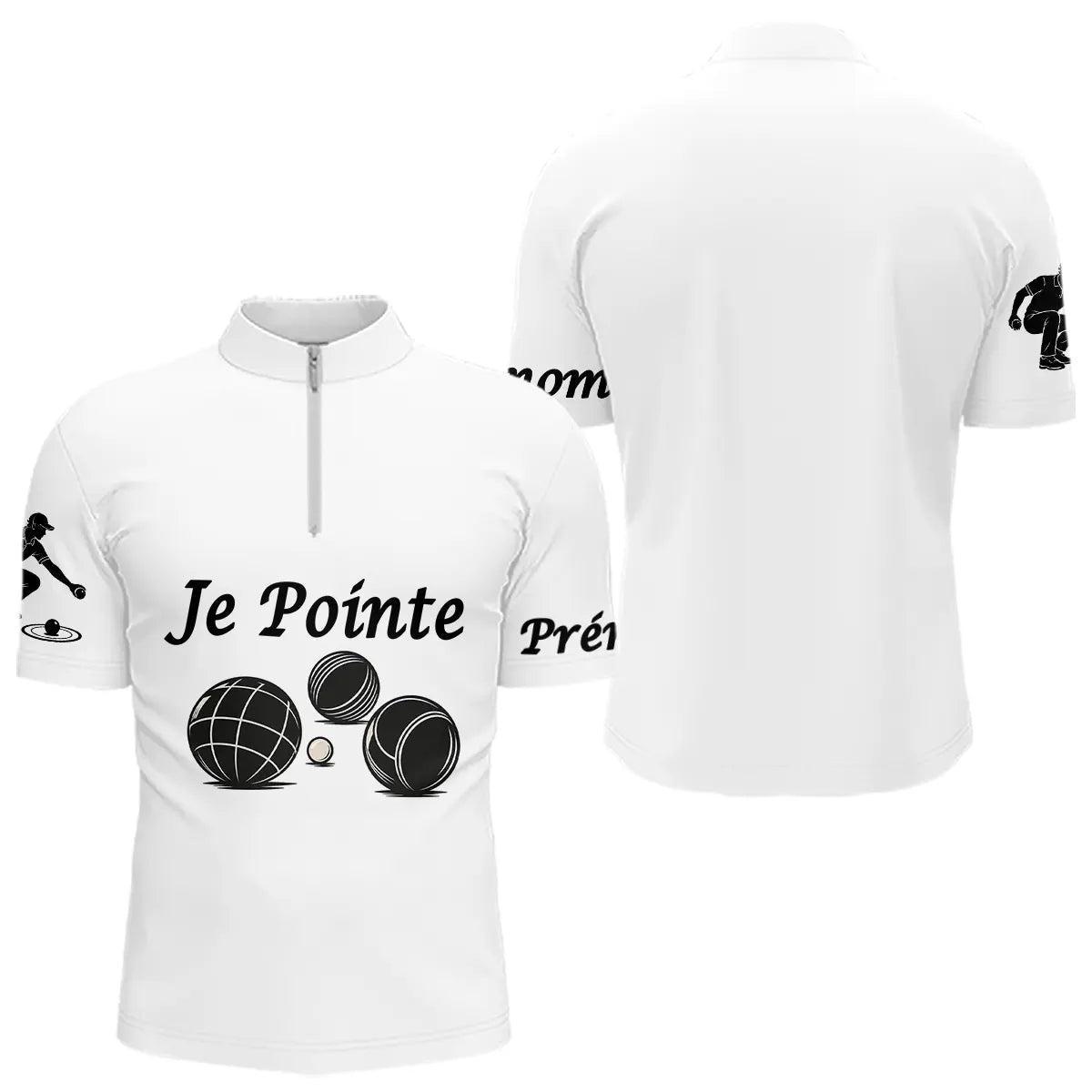 Polo Pétanque Blanc Personnalisé - Je Pointe - Polo Zippé Homme