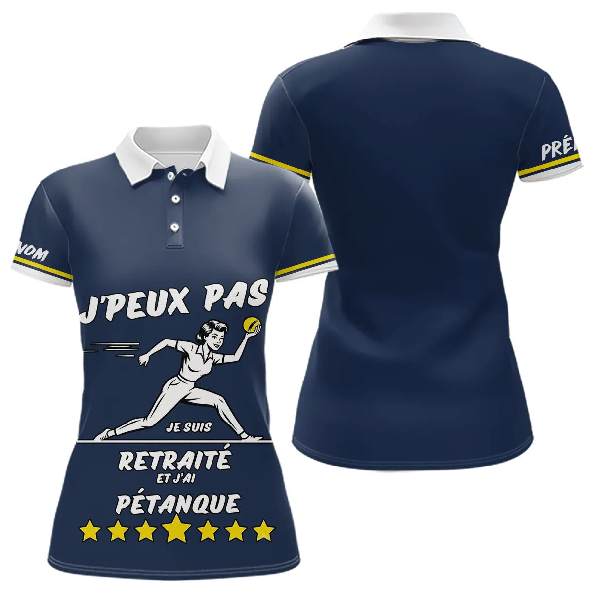 Polo Pétanque Bleu & Marine - Cadeau Retraite Homme Femme - Polo Femme