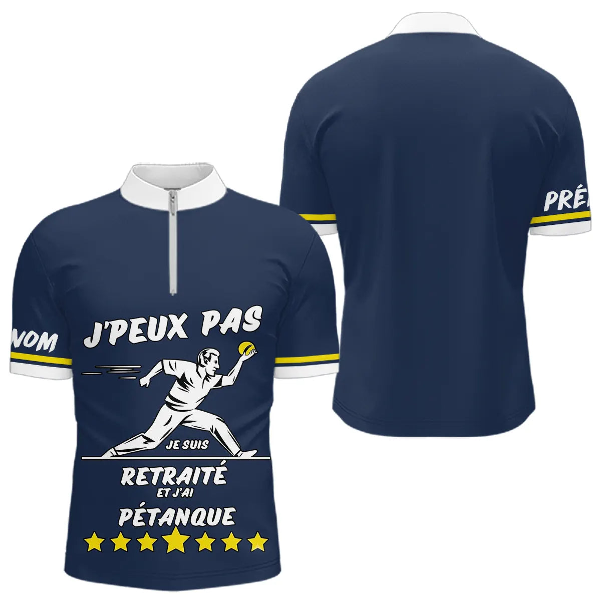 Polo Pétanque Bleu & Marine - Cadeau Retraite Homme Femme - Polo Zippé Homme